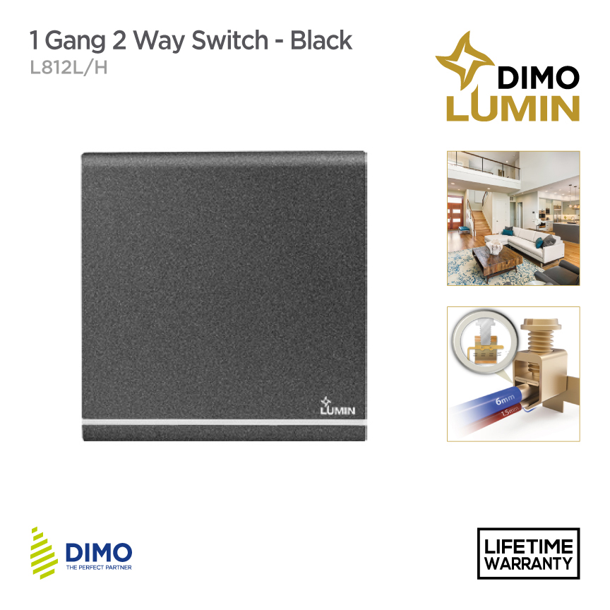 DIMO Lumin 2 Gang 2 Way Switch – Black