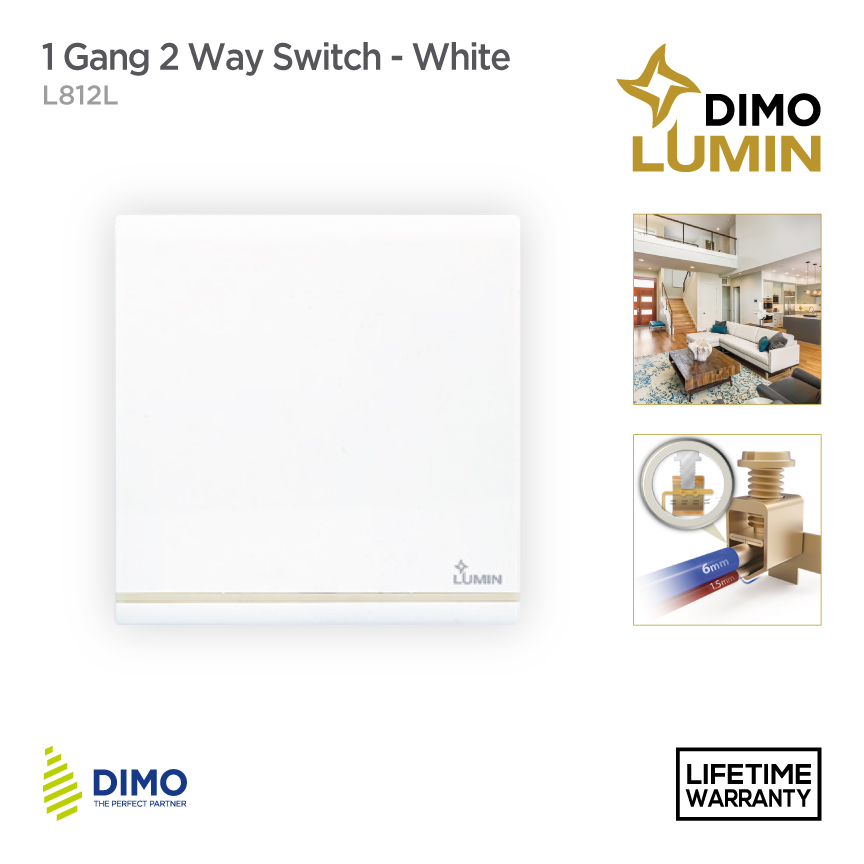 DIMO Lumin 2 Gang 1 Way Switch – White