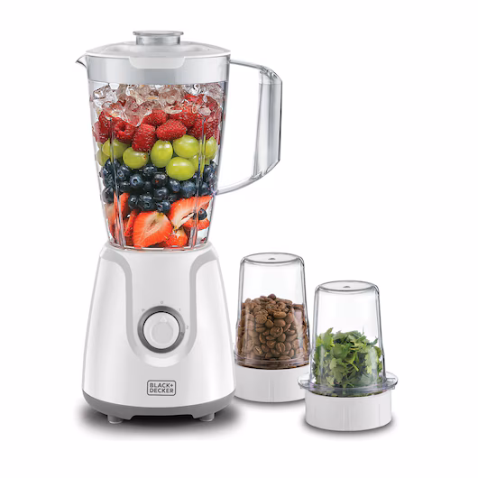 Black & Decker 500W Blender with 1 Grinder – White