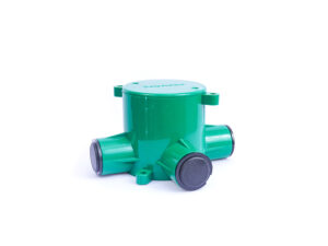 Deep junction box 4way 65mm PVC green with end caps 20/25mm Telephone