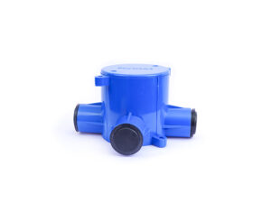 Deep junction box 4way 65mm PVC blue with end caps 20/25mm PA system