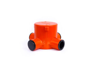 Deep junction box 4way 65mm PVC orange with end caps 20/25mm Electric