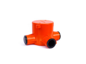 Deep junction box 4way 65mm PVC orange with end caps 20/25mm Electric