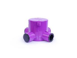 Deep junction box 4way 65mm PVC purple with end caps 20/25mm Data