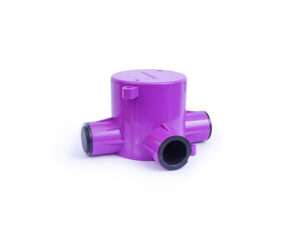 Deep junction box 4way 65mm PVC purple with end caps 20/25mm Data