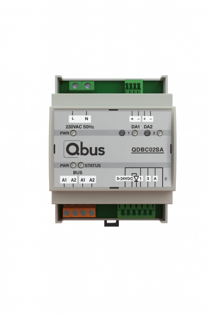 Dali broadcast module, 2 channels, 3 inputs and LED feedback option