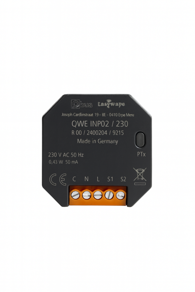 Qbus Wireless Easywave input module (230V powered) for 2 buttons / switches