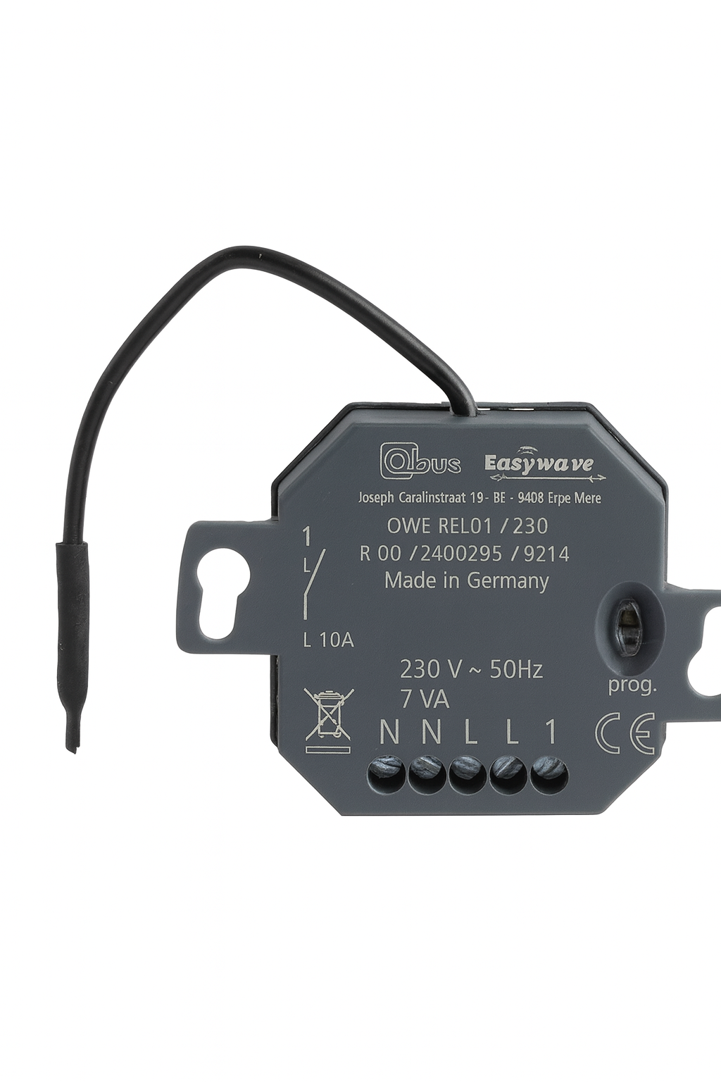 Qbus Flush-mounted wireless Easywave relay 10A 230V