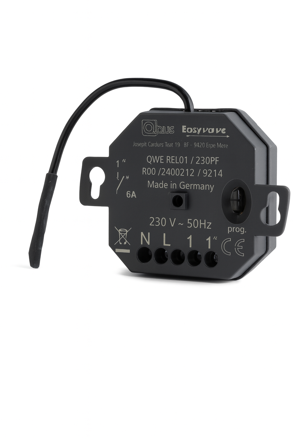 Qbus Flush-mounted wireless Easywave relay 10A potential free