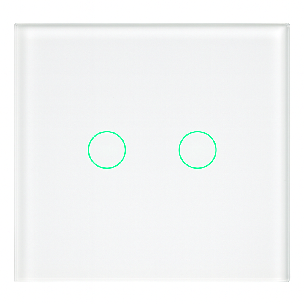 Smart Glass Switch White, 2 buttons RGB with temperature sensor
