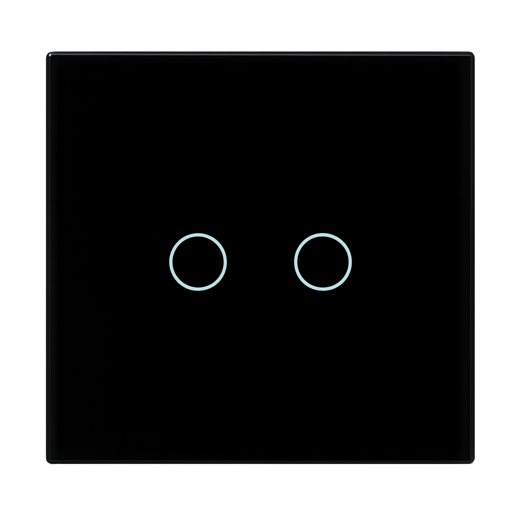 Smart Glass Switch Black, 2 buttons RGB