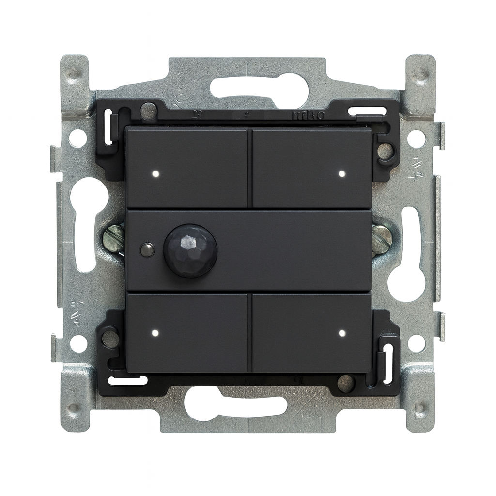 Switch-Motion detector-Thermostat 4 buttons Niko Anthracite 122 series RGB LED