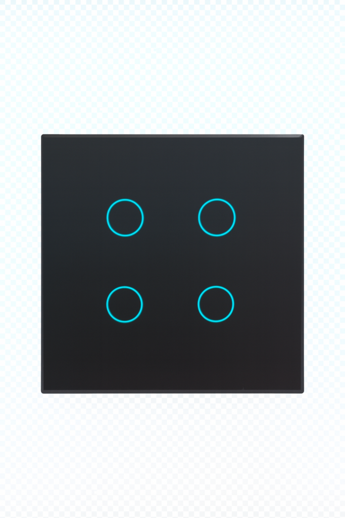 Smart Glass Switch Black, 4 buttons RGB with temperature sensor