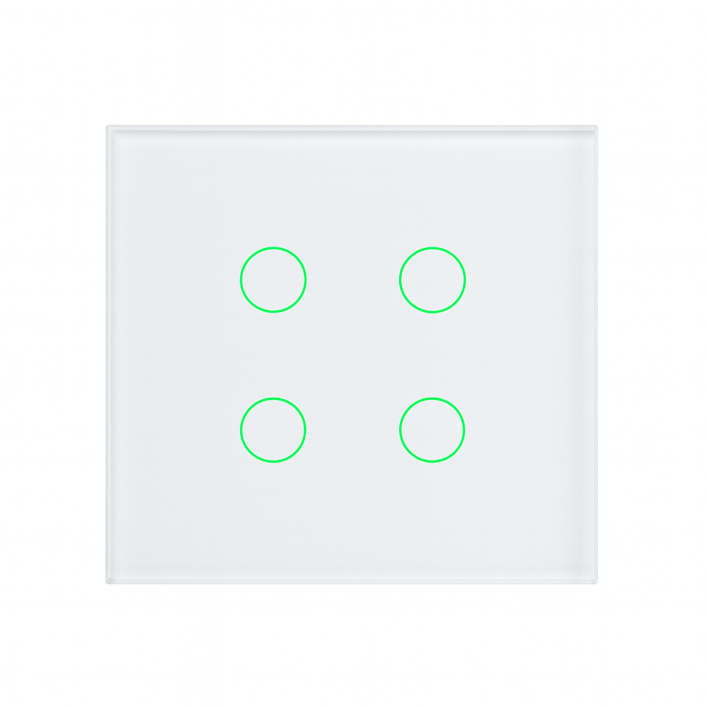 Smart Glass Switch White, 4 buttons RGB with temperature sensor