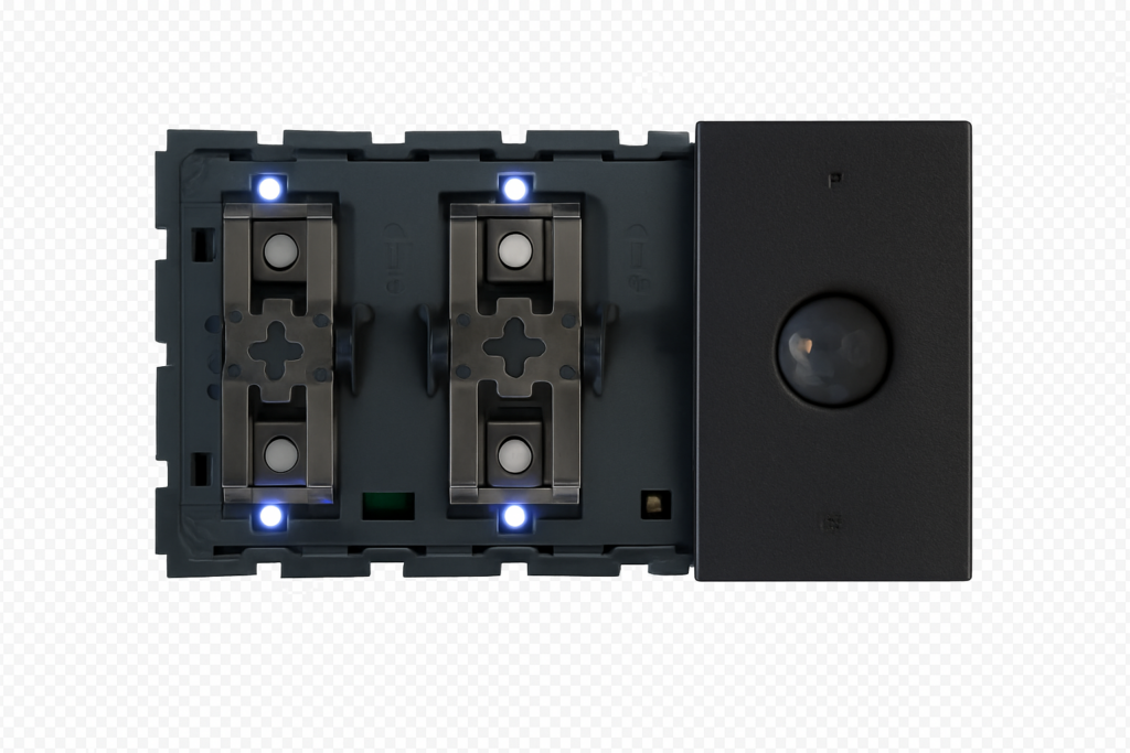 Switch-Thermostat + Motion (Black) 1 to 4 buttons (3 modules) BTicino Light Now RGB without finishing set