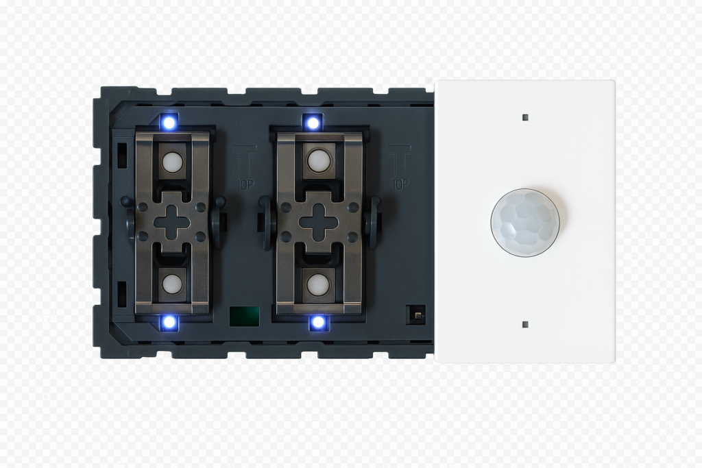 Switch-Thermostat + Motion (White) 1 to 4 buttons (3 modules) BTicino Light Now RGB without finishing set