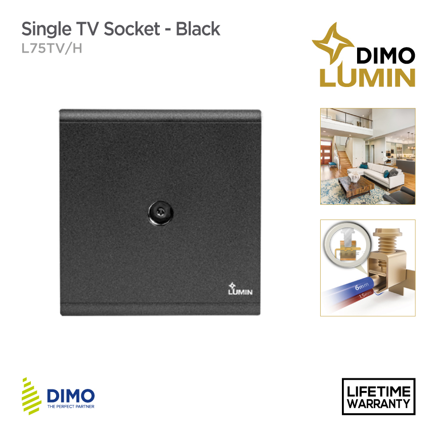 DIMO Lumin 20A Double Pole Switch with Indicator – Black