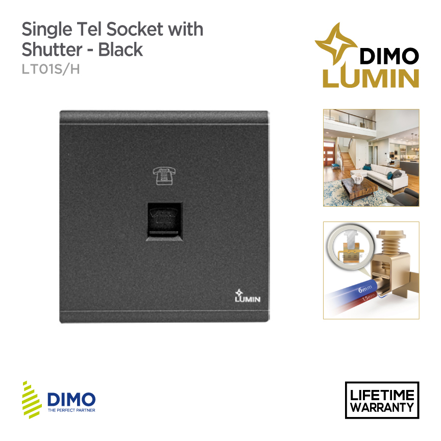 DIMO Lumin Single TV Socket – Black