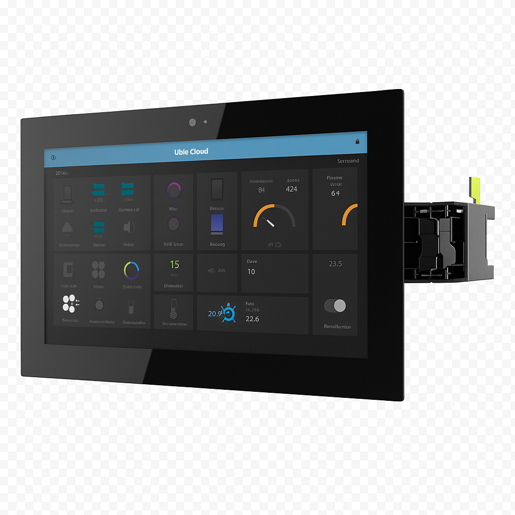 8″ touch screen to control Ubie apps and videophone. Black Housing