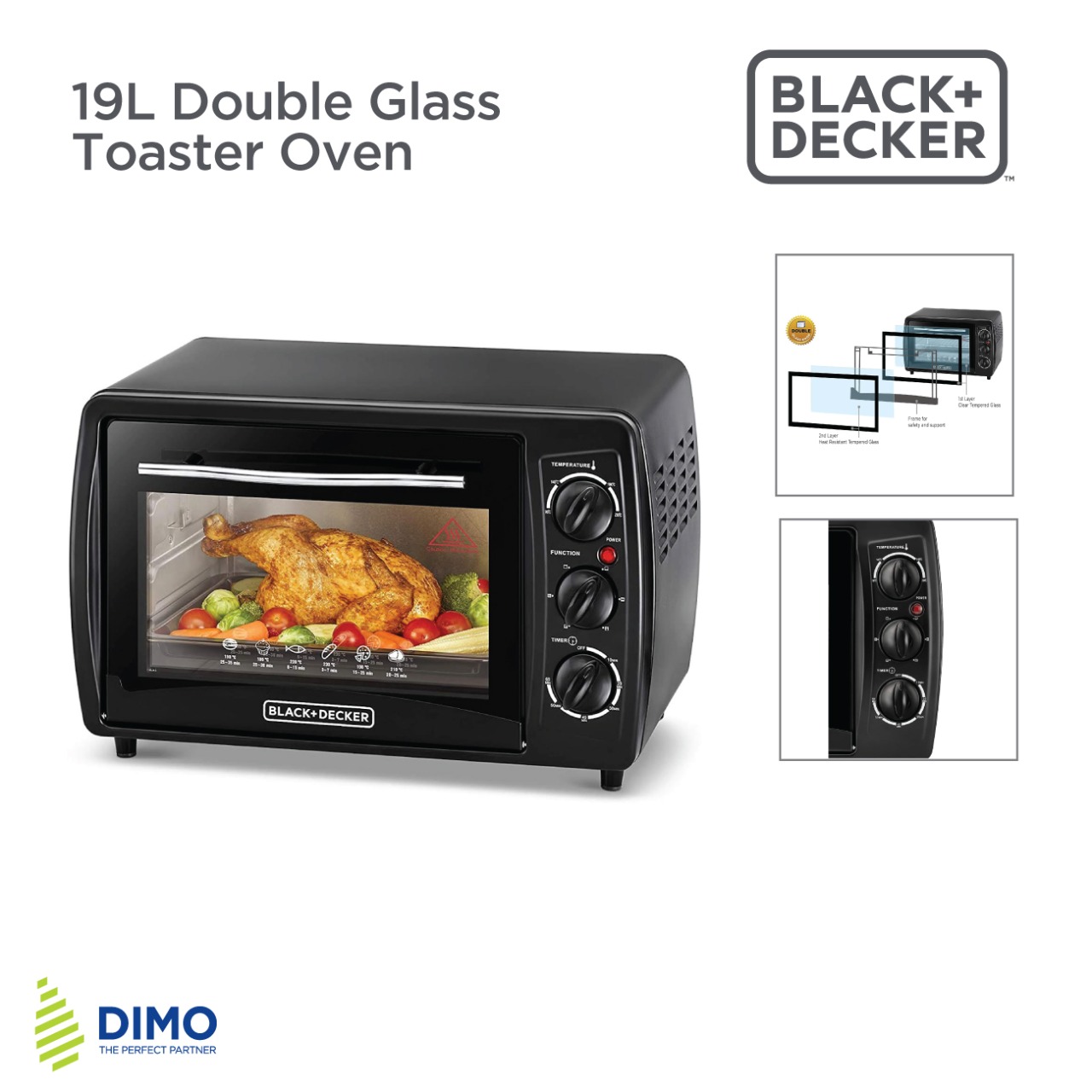 Black and Decker 55L Double Glass Toaster Oven TRO55RDG-B5