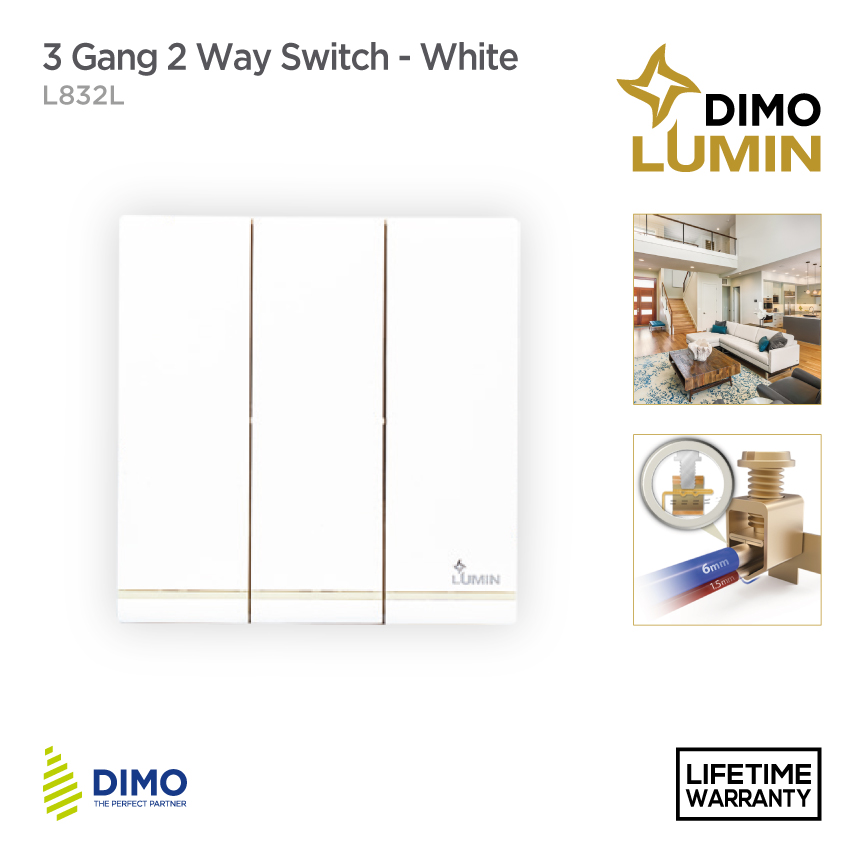 DIMO Lumin 4 Gang 1 Way Switch – White