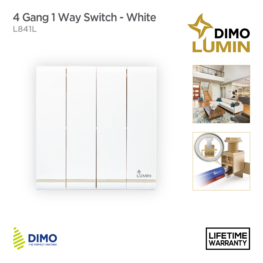 DIMO Lumin 4 Gang 2 Way Switch – White