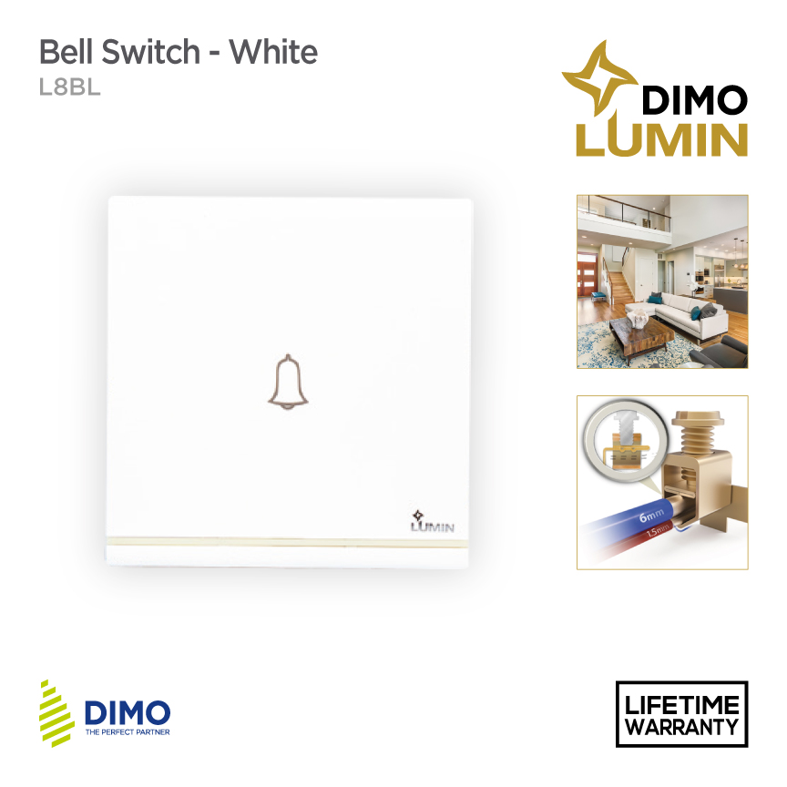 DIMO Lumin 20A Double Pole Switch with Indicator 0- White